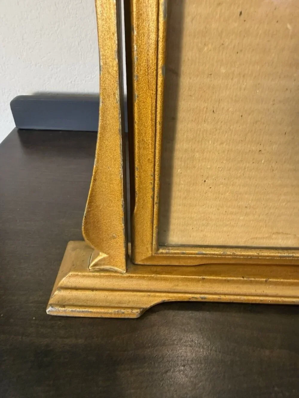Antqiue 1920's Wood Tabletop Portrait Frame Easel Stand 6.75 x 10.75 opening
